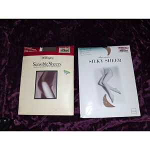Worthington & Sheer Caress Hosiery Queen tall Taupe & Sand control top vtg nwt